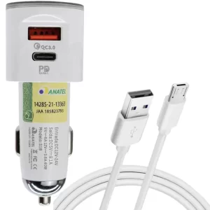 Carregador Automotivo C/ Cabo Usb Tipo V8, Modelo: CJ06-1