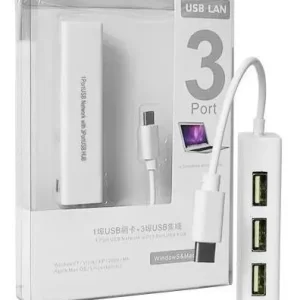 Adaptador Extensor Hub Tipo C 3 Portas Usb 2.0 + 1 Porta RJ45 (1224C)