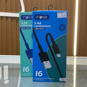 Cabo de Dados e Carregamento Usb x Iphone 3.4A Inova (CBO-6147)