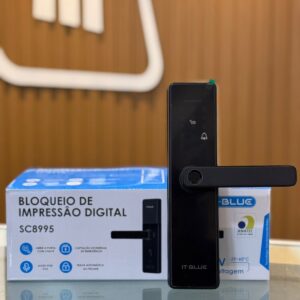 Fechadura Inteligente Digital Com Biometria Wifi 6v Cor Preto (SC8995)