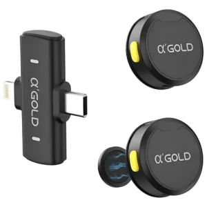 Microfone de lapela Lightning + Tipo-C A´gold pro (MCF-38D)