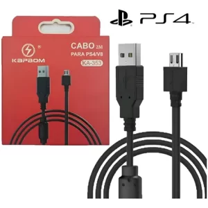 Cabo Usb + Micro Usb (v8) Para Ps4 2 Metros - Kapbom (Ka-353)