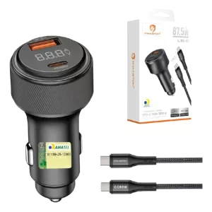 Carregador Veicular Hmaston 87.5W USB Tipo-C com Display LED